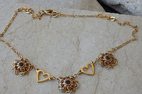 Gold Filled Heart And Flowers Necklace