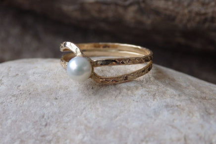 Gold Filled Pearl Solitaire Ring