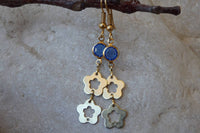 Gold Flower Long Dangle Earrings