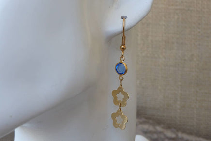 Gold Flower Long Dangle Earrings