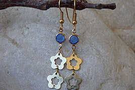 Gold Flower Long Dangle Earrings