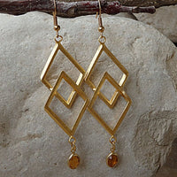 Gold Geometric Dangle Earrings. Rhombus And Rebeka Teardrop Earrings. Gold Plated Rhombus Dangle Earrings. Long Geometric Drop Earrings