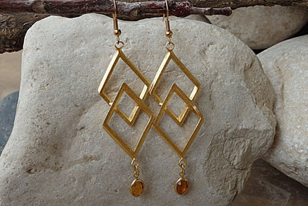 Gold Geometric Dangle Earrings. Rhombus And Rebeka Teardrop Earrings. Gold Plated Rhombus Dangle Earrings. Long Geometric Drop Earrings