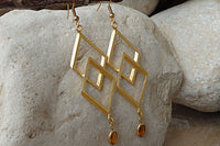 Gold Geometric Dangle Earrings. Rhombus And Rebeka Teardrop Earrings. Gold Plated Rhombus Dangle Earrings. Long Geometric Drop Earrings