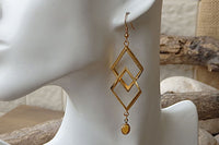 Gold Geometric Dangle Earrings. Rhombus And Rebeka Teardrop Earrings. Gold Plated Rhombus Dangle Earrings. Long Geometric Drop Earrings