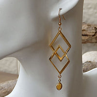 Gold Geometric Dangle Earrings. Rhombus And Rebeka Teardrop Earrings. Gold Plated Rhombus Dangle Earrings. Long Geometric Drop Earrings