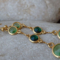 Gold Green Dangle Earrings