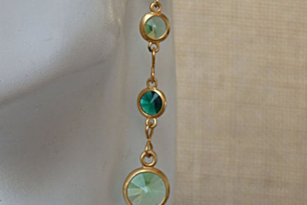 Gold Green Dangle Earrings