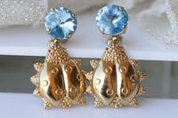 Gold Ladybug Earrings