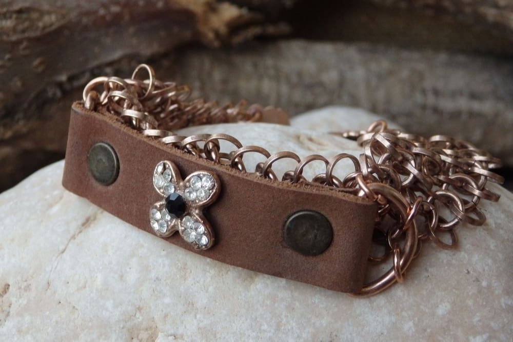 Gold leather bracelet | Rebekajewelry