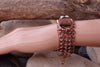 Gold Leather Band Bracelet. Brown Gold Leather Bracelet. Flower Gold Bracelet. Womens Brown Leather Bracelet. Womens Leather Link Bracelet