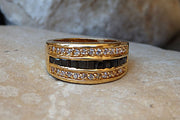 Gold Onyx And Zirconia Band Ring