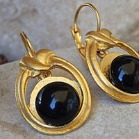 Gold Onyx Earrings