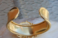 Gold Plated Cuff Bracelet. Vintage Gold Cuff Bracelet For Women Gold Authentic Cuff. Vintage Gold Bangle. Womens Ornamented Cuff Bracelet