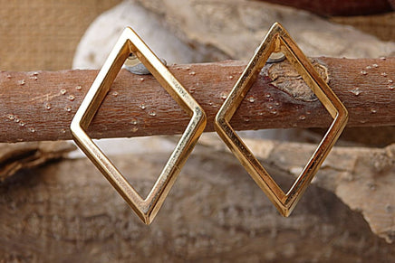 Gold Rhombus Earrings. Gold Geometric Earrings. Gold Plated Stud Earrings. Rhombus Jewelry Gift. Womens Geometric Jewelry. Women Gift Ideas