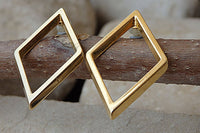 Gold Rhombus Earrings. Gold Geometric Earrings. Gold Plated Stud Earrings. Rhombus Jewelry Gift. Womens Geometric Jewelry. Women Gift Ideas