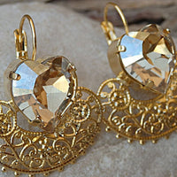 Gold Romantic Heart Shaped Earrings