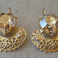 Gold Romantic Heart Shaped Earrings