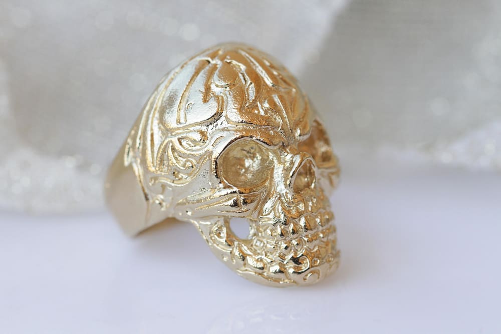 14K Gold Over Skull ring Wolf Skull ring Skull head ring Human Skull ring Animal Skull ring popular Wolf Skull ring Christmas Skull ring Gift ring