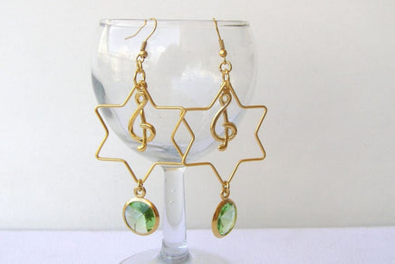 Gold Star Of David Earrings