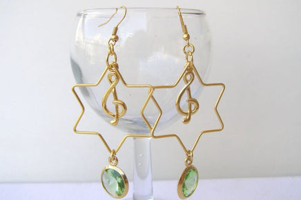 Gold Star Of David Earrings