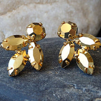 Gold Stud Earrings. Crystal Rebeka Cluster Earrings. Little Earrings