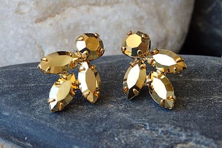 Gold Stud Earrings. Crystal Rebeka Cluster Earrings. Little Earrings