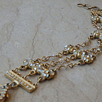 Gold Rebeka Bracelet. Beaded And Link Jewelled Bracelet. Wedding Champagne Bracelet. Bridal Jewelry Gift. Bridesmaid Bracelet. Gift Ideas