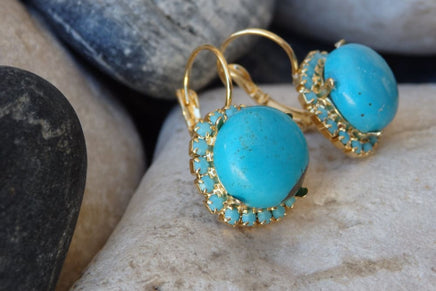 Gold Turquoise Drop Earrings