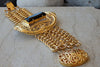 Golden Bracelet. Gold Black Chunky Bracelet. Handcrafted Bracelet. Cuff Boho Bracelet. Lace Gold Statement Bracelet. Moroccan Ethnic Jewelry