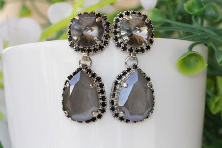 Gray Black Earrings