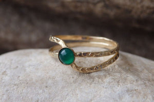 Green Agate Solitaire Ring