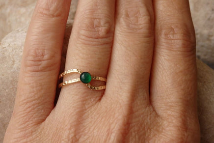 Green Agate Solitaire Ring