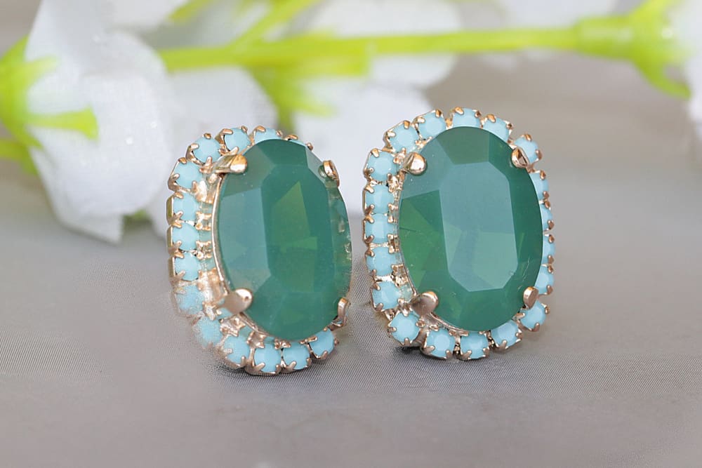 GREEN BLUE EARRINGS | Rebekajewelry