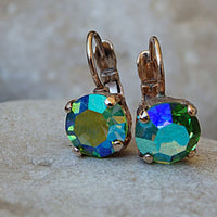 Green Blue Rhinestone Ab Rebeka Earrings. Green Drop Earrings. Rose Gold Green Earrings. Halo Crystal Women Earrings. Small Gold Earrings