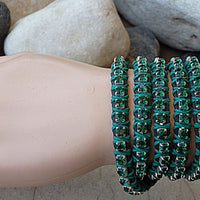 Green Bracelet. Leather Wrap Bracelet