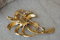 Green Gold Brooch.enamel Brooch. Vintage Green Brooch