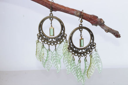 Green Leaf Earrings