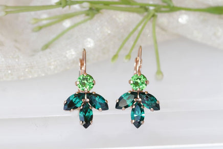 Green Leverback Earrings