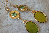 Green Oval Drop Earrings