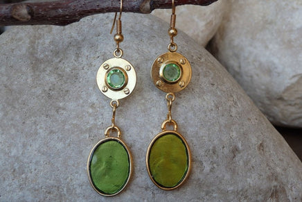 Green Oval Drop Earrings