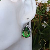 Green Rebeka Earrings. Green Drop Earrings. Bridal Rhinestone Green Earrings