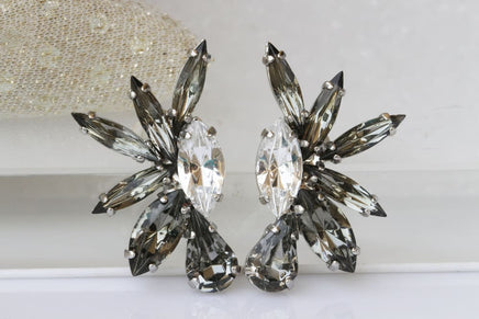 Grey Cluster Earrings