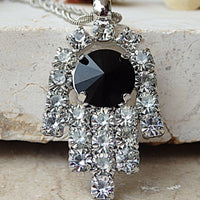 Hamsa Necklace. Rebeka Necklace. Jewish Charms Necklace. Black And White Jewelry. Protection Necklace. Amulet Necklace. Evil Eye Necklace