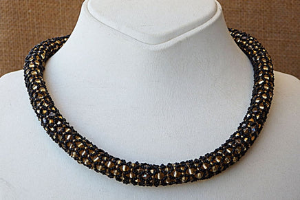 Hand Made Rebeka Necklace. Beaded Necklace. Black And Gold Necklace. Mother Of Groom Necklace. Mother Of Bride Necklace. Prom Necklace