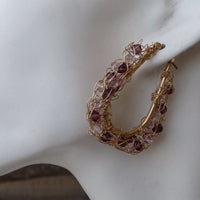 Handmade Wire Crochet Earrings. Gold Wire Hoop Earrings. Rebeka Beads Hoop Earrings. Gold Knitted Earrings. Gold Woven Wire Hoop Earrings