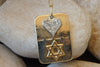 Heart And Star Of David Pendant. Charms Dog Tag Necklace. Israeli Jewelry. Jewish Jewelry. Gold Crystals Necklace. Army Charms Tag Necklace