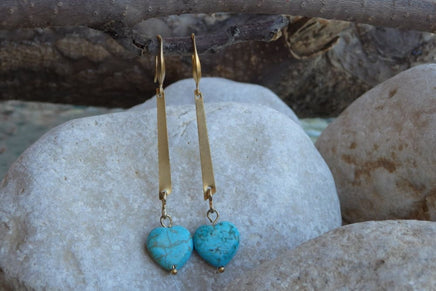 Heart Shaped Turquoise Earrings