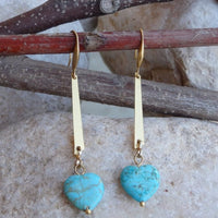 Heart Shaped Turquoise Earrings