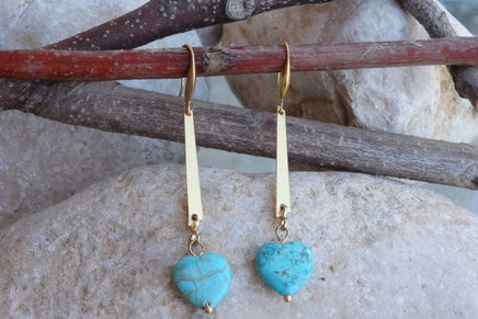 Heart Shaped Turquoise Earrings